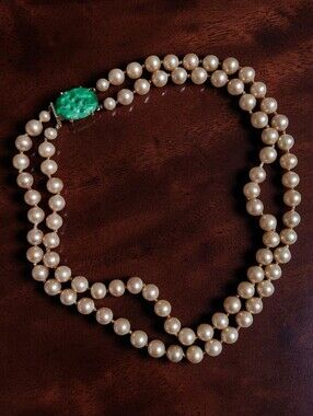 Vintage Marvella Jade Pearl Necklace